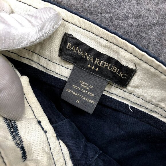 VTG Banana Republic Button Front Khaki Skirt Size 4 Navy Blue Pencil Straight - Picture 8 of 8